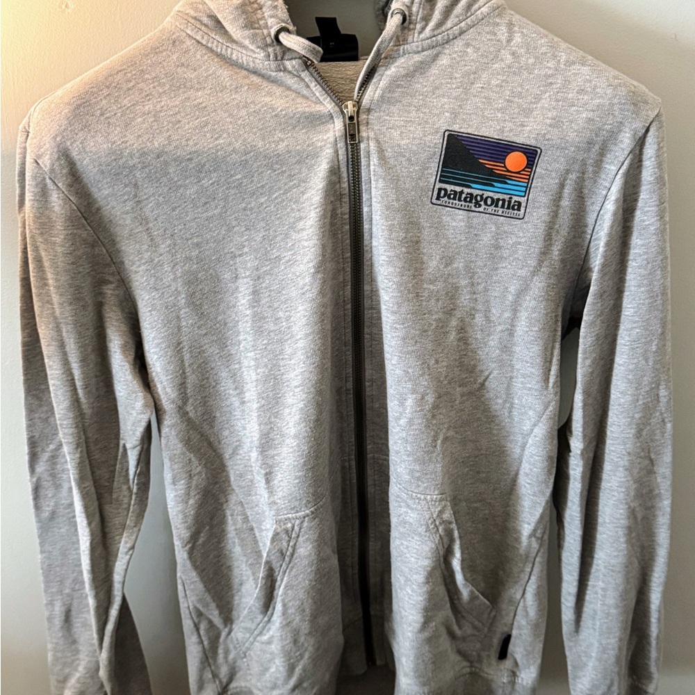 Patagonia Men's Zip-Up Hoodie in Light Gray